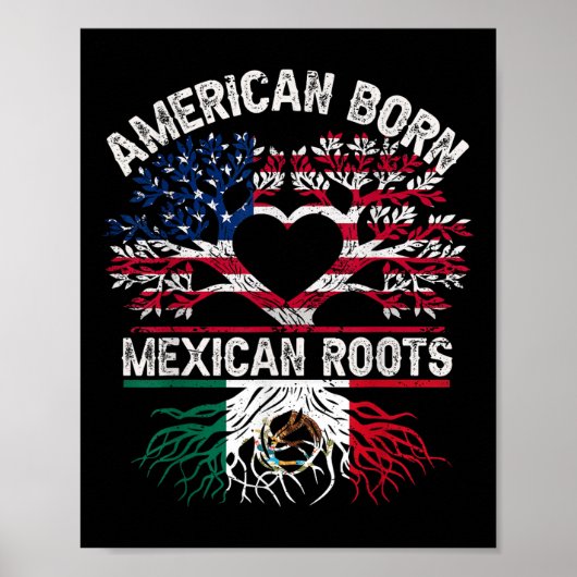American Born Mexican Roots Flag Tree Mexico Usa H Poster (Vorne)