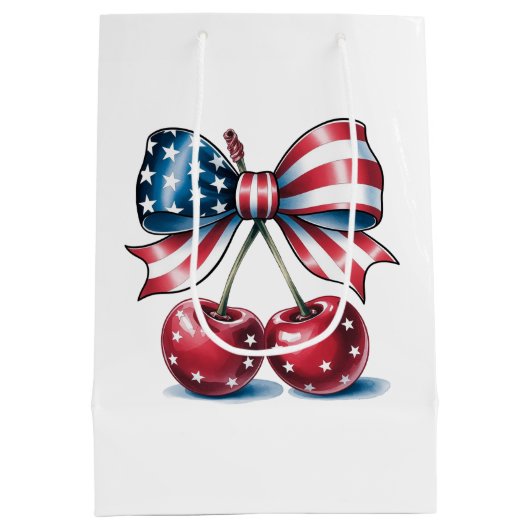 American Bow With Cherries Mittlere Geschenktüte (Rückseite)