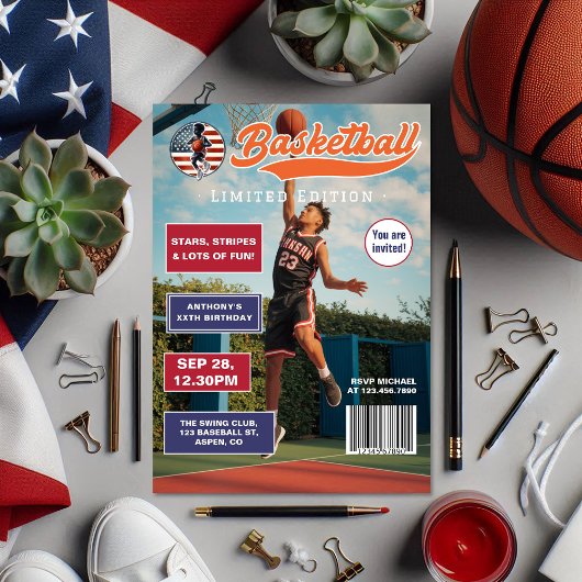 American Boy Basketball Magazine Cover Geburtstag Einladung