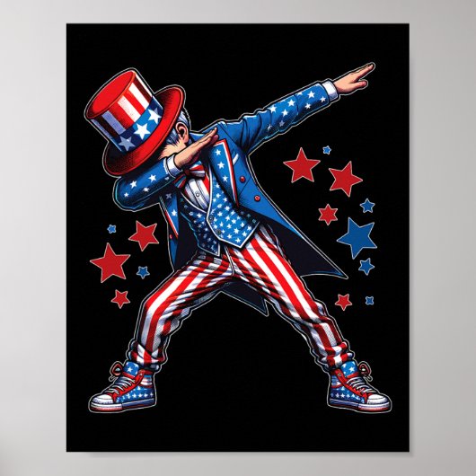 American Boy Dabbing Patriotic 4. Juli Kinder Poster (Vorne)
