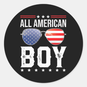 American Boy Matching Family 4. Juli Runder Aufkleber
