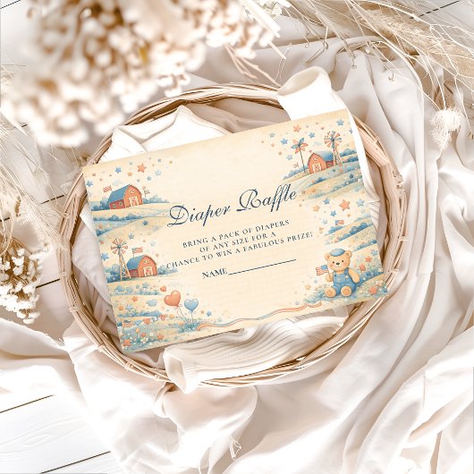 American Boy Red White Blue Diapper Raffle Begleitkarte