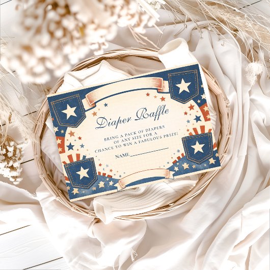 American Boy Vintage Denim Stars Diapper Raffle Begleitkarte