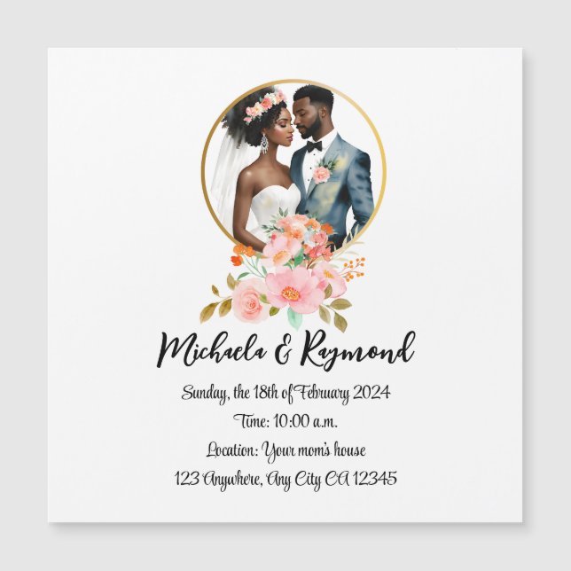 American Bridal Couple Magnetic Card Magnetkarte (Vorderseite)