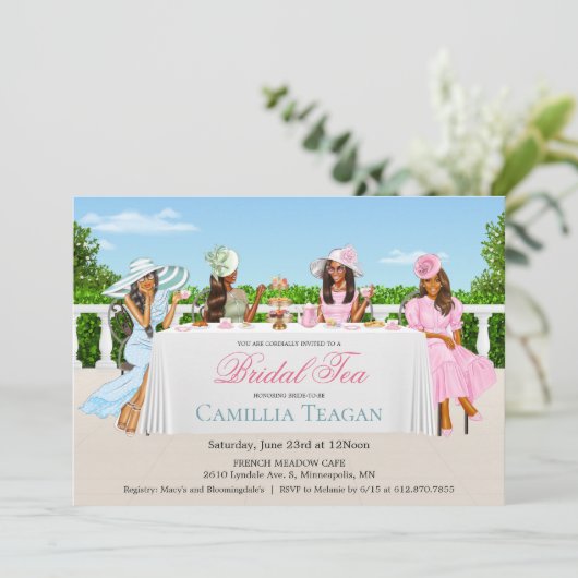 American Bridal Tea Party Einladung (Stehend Vorderseite)