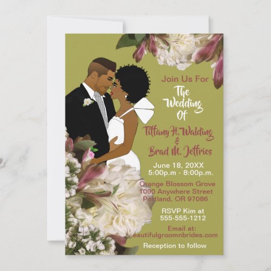 American Bride & Groom Gold & Pink Wedding Einladung (Vorderseite)