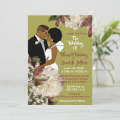 American Bride & Groom Gold & Pink Wedding Einladung (Stehend Vorderseite)