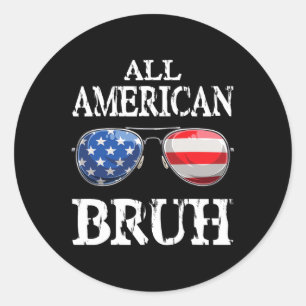 American Bruh 4. Juli Boys Patriotic Teens Kind Runder Aufkleber