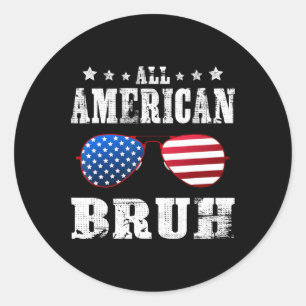 American Bruh 4. Juli Boys Patriotic Teens Kind Runder Aufkleber