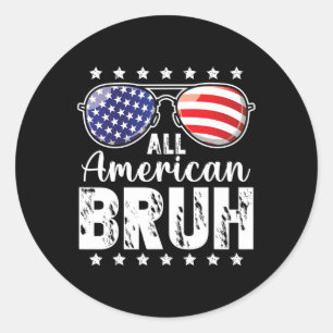 American Bruh 4. Juli Boys Patriotic Teens Kind Runder Aufkleber
