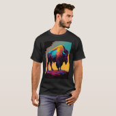 American Buffalo Animal Pop Bison Grilling 1 T-Shirt (Vorne ganz)