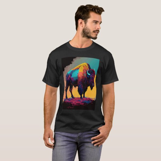 American Buffalo Animal Pop Bison Grilling 1 T-Shirt (Vorne ganz)