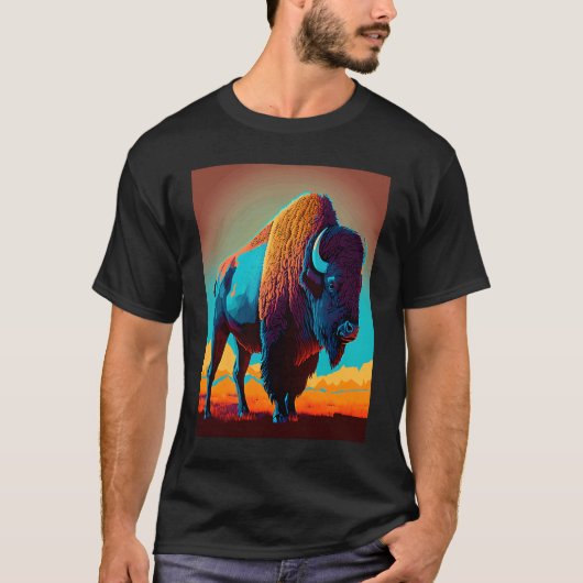 American Buffalo Animal Pop Bison Grilling 3 T-Shirt (Vorderseite)