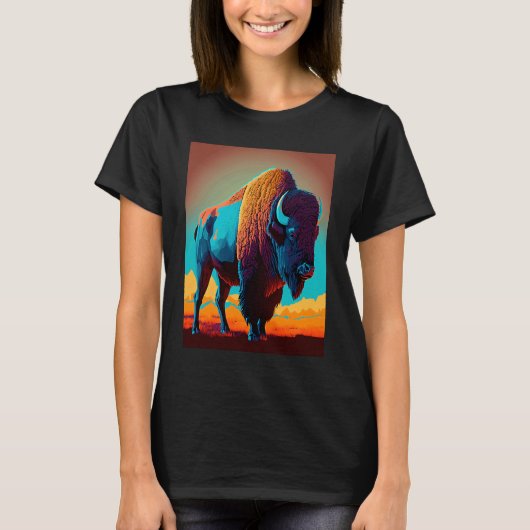 American Buffalo Animal Pop Bison Grilling 3 T-Shirt (Vorderseite)