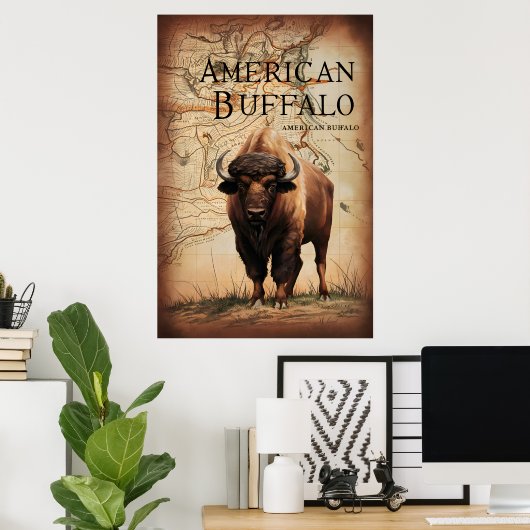 American Buffalo auf Karte Poster (Heimbüro)