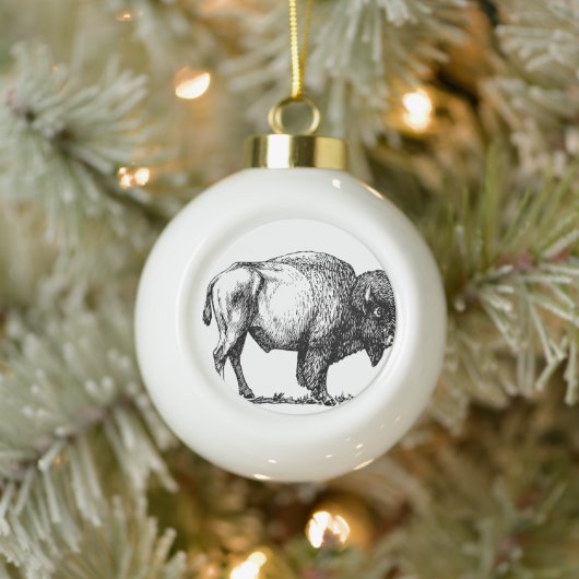 American Buffalo Bison Keramik Kugel-Ornament (Baum)