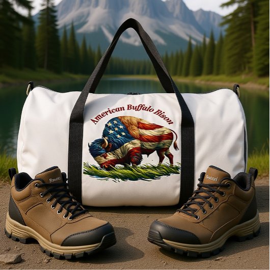 American Buffalo Bison Proudly Patriotic Duffle Bag