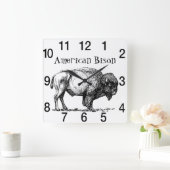 American Buffalo Bison Quadratische Wanduhr (Zuhause)
