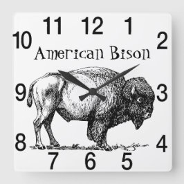 American Buffalo Bison Quadratische Wanduhr
