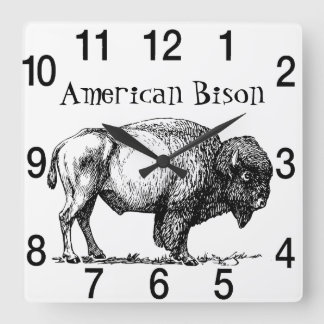 American Buffalo Bison Quadratische Wanduhr