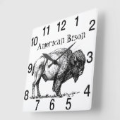 American Buffalo Bison Quadratische Wanduhr (Winkel)