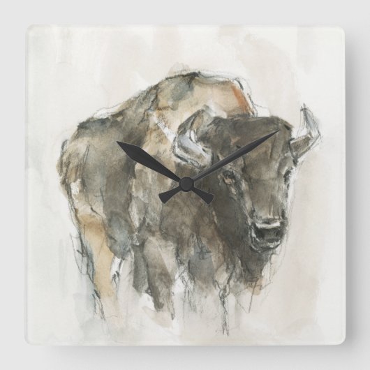 American Buffalo I Quadratische Wanduhr (Vorderseite)