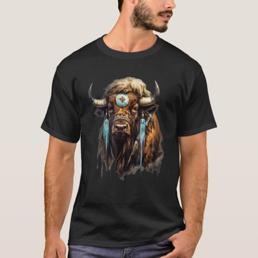American Buffalo Natural Esoteric Indian Jewelry B T-Shirt (Vorderseite)