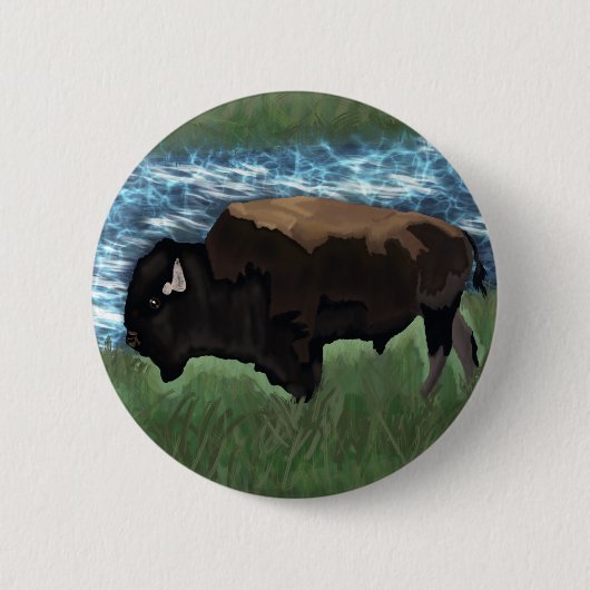American Buffalo oder Bison Illustration Button (Vorderseite)