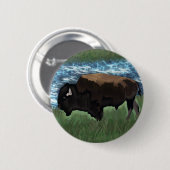 American Buffalo oder Bison Illustration Button (Vorne & Hinten)