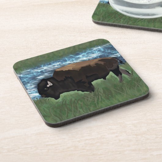 American Buffalo oder Bison Illustration Getränkeuntersetzer (Linke Seite)