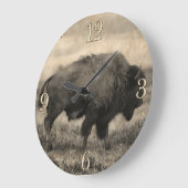 American Buffalo  -  Plains Bison Große Wanduhr (Winkel)