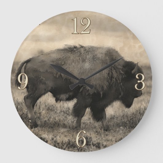 American Buffalo  -  Plains Bison Große Wanduhr (Vorderseite)