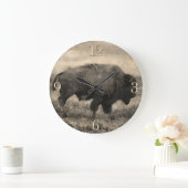 American Buffalo - Plains Bison Große Wanduhr (Zuhause)