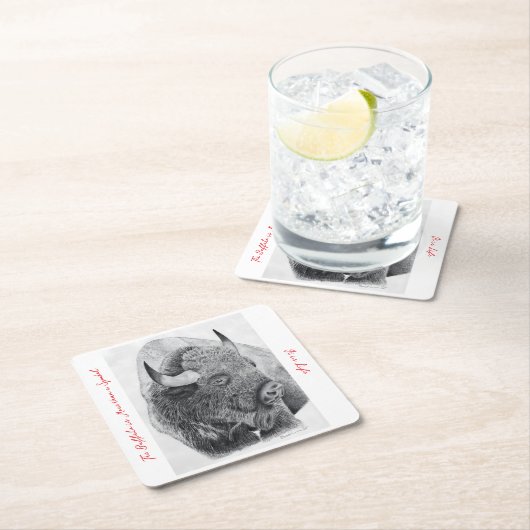 American Buffalo Rechteckiger Pappuntersetzer (Vor Ort)