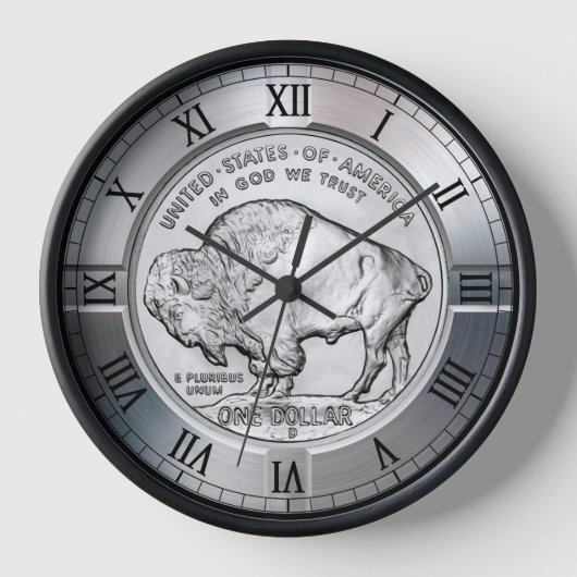 American Buffalo Silver Dollar Gedenkmünze Uhr (Vorderseite)