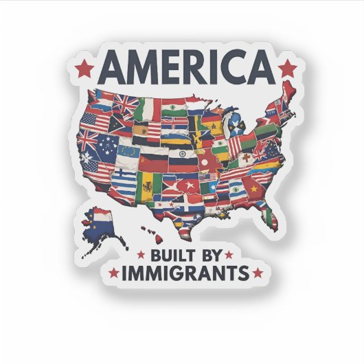American Builed by Immigrations Patriotic American Aufkleber (Vorderseite)