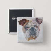 American Bulldog Artistic Pet Portrait Button (Vorne & Hinten)