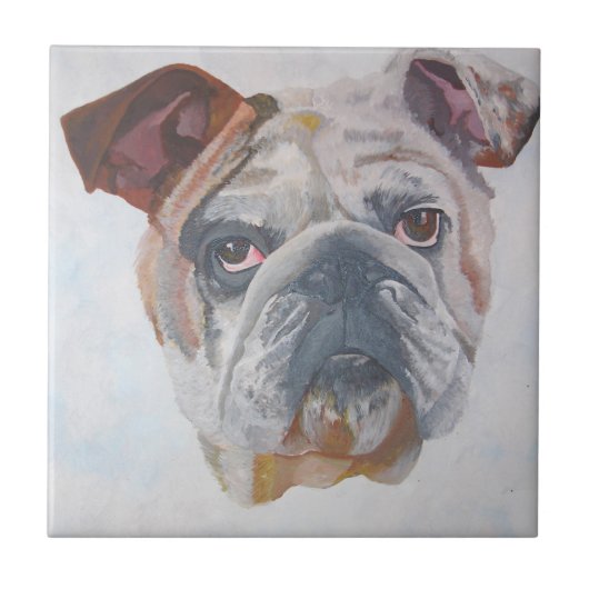 American Bulldog Artistic Pet Portrait Fliese (Vorderseite)