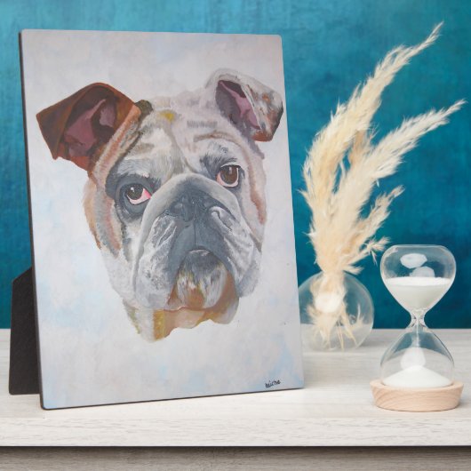 American Bulldog Artistic Pet Portrait Fotoplatte (Seite)