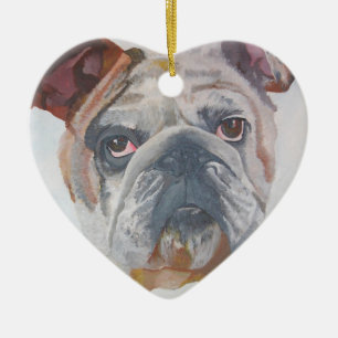 American Bulldog Artistic Pet Portrait Keramikornament