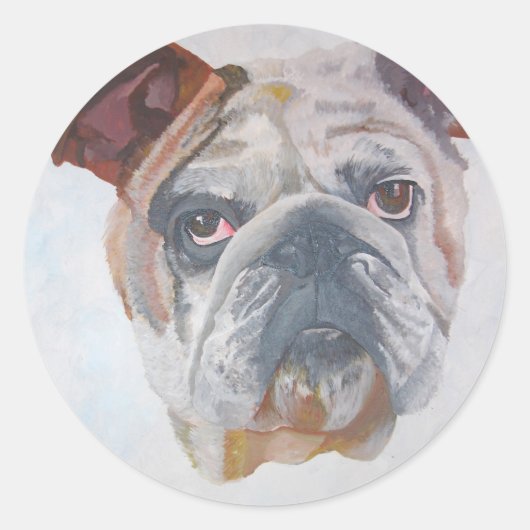 American Bulldog Artistic Pet Portrait Runder Aufkleber (Vorderseite)