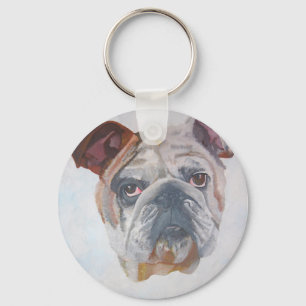 American Bulldog Artistic Pet Portrait Schlüsselanhänger