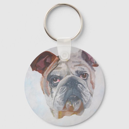 American Bulldog Artistic Pet Portrait Schlüsselanhänger (Vorderseite)