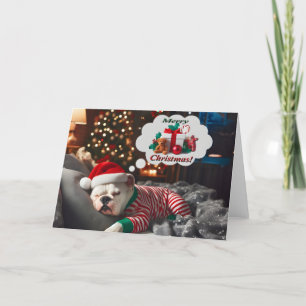 American Bulldog Christmas Dreams Card Feiertagskarte