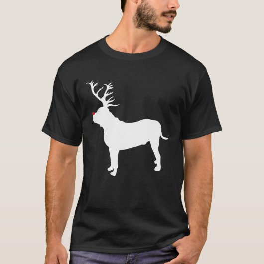 American Bulldog Dog Christmas Reindeer Antlers Xm T-Shirt (Vorderseite)