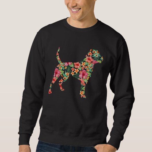 American Bulldog Flower  Dog Silhouette Floral Sweatshirt (Vorderseite)