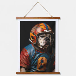 American Bulldog Football Spieler Leather Helm Wandteppich Mit Holzrahmen