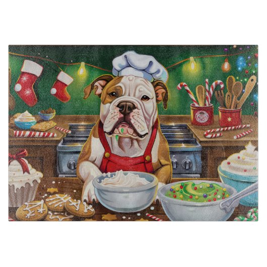 American Bulldog Holiday Baking: Festliche Weihnac Schneidebrett (Vorderseite)