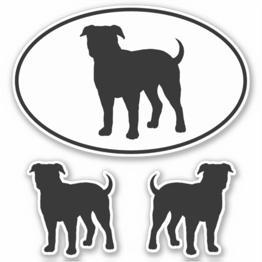 American Bulldog Hund Silhouetten Vinyl Sticker Se (Vorderseite)