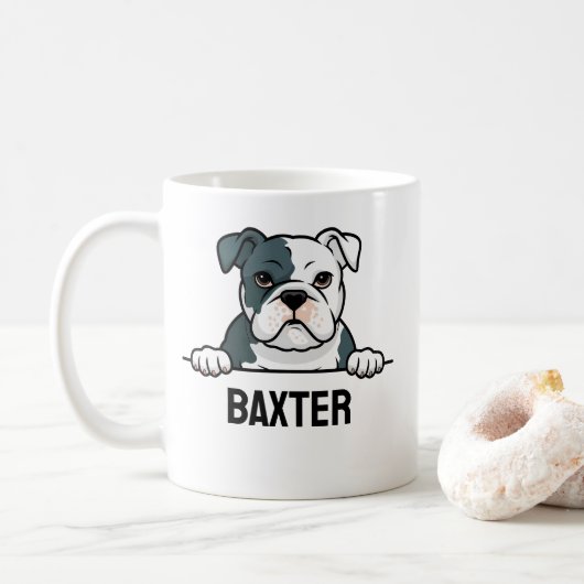 American Bulldog Individuelle Name Niedlich Pet Hu Kaffeetasse (Mit Donut)